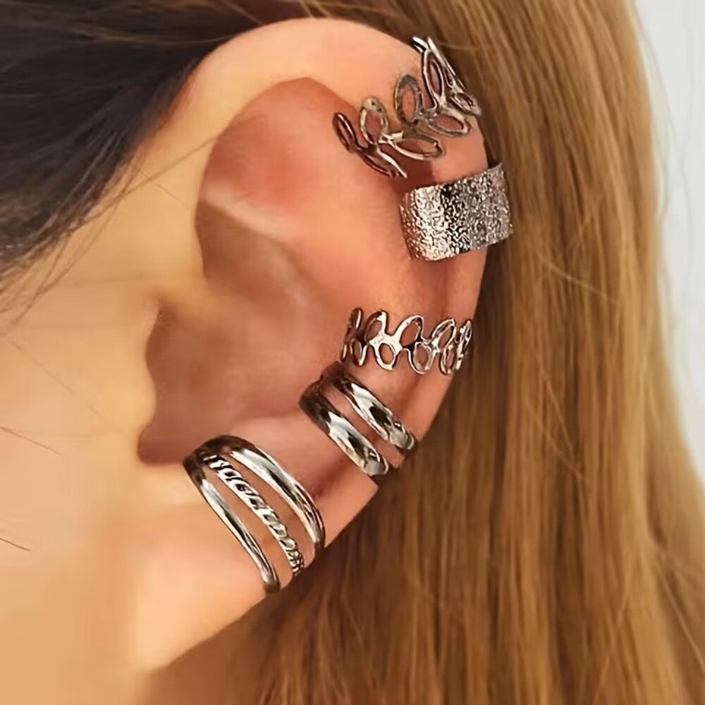 Ear Bands Cuffs 5pc Clips Rings Adjustable Beach Boho Stylish Trendy Simple Fun